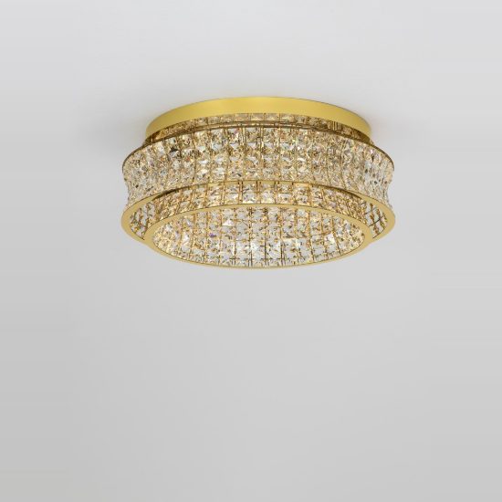 Plafoniera di cristalli led 56w 3500k dimmerabile per salone oro platino