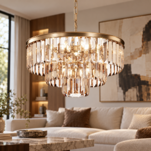 Maytoni revero lampadario per salotto elegante oro cristallo 7 luci