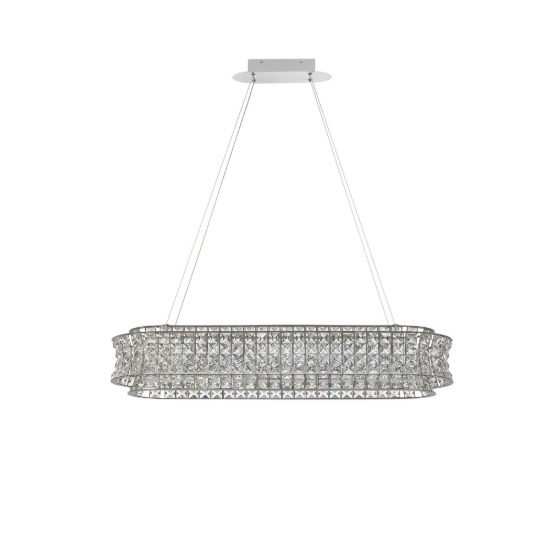 Lampadario a sospensione cromo cristallo per soggiorno led 74w 3500k dimmerabile