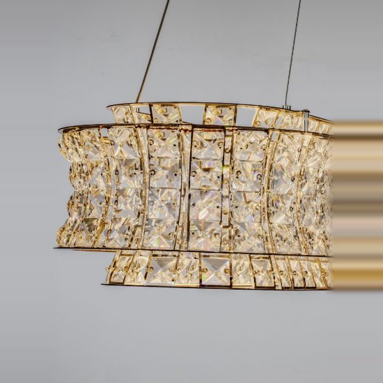 Lampadario a sospensione cromo cristallo per soggiorno led 74w 3500k dimmerabile