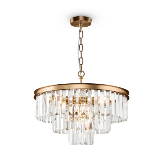 Lampadario per ingresso classico7 luci ottone cristallo maytoni revero