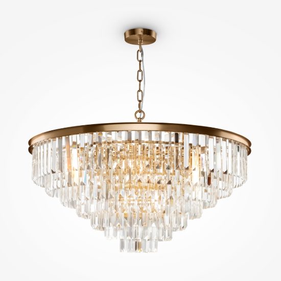 Maytoni revero lampadario classico 16 luci ottone cristallo per soggiorno