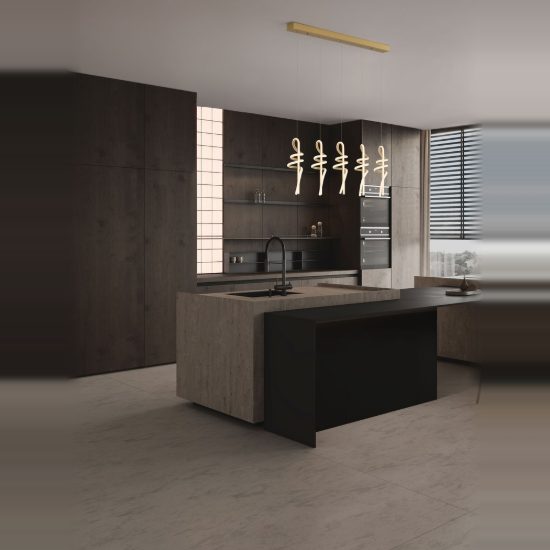 Lampadario per tavolo soggiorno moderno a sospensione lineare oro led 90w 3000k 5 luci