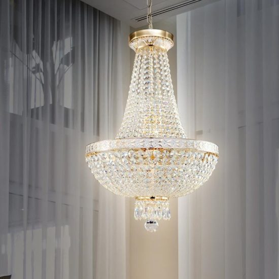 Lampadario classico oro cristallo per soggiorno maytoni bella