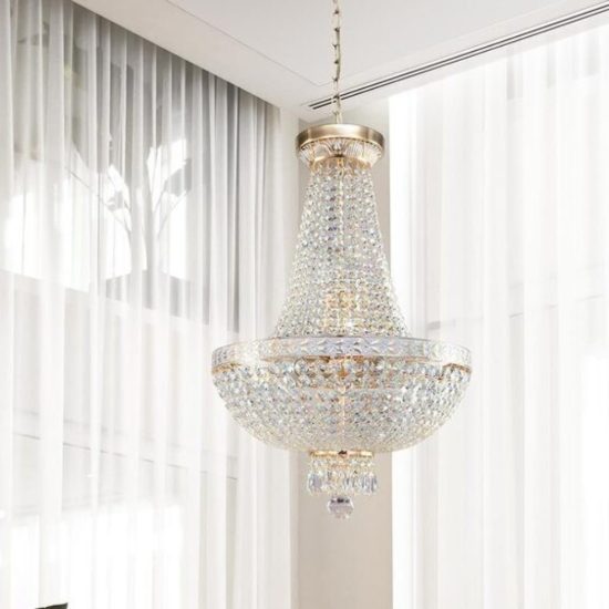 Lampadario classico oro cristallo per soggiorno maytoni bella