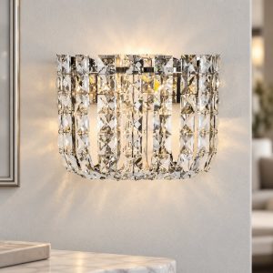 Applique da parete classico cromo cristallo per soggiorno led 12w 3500k 27cm