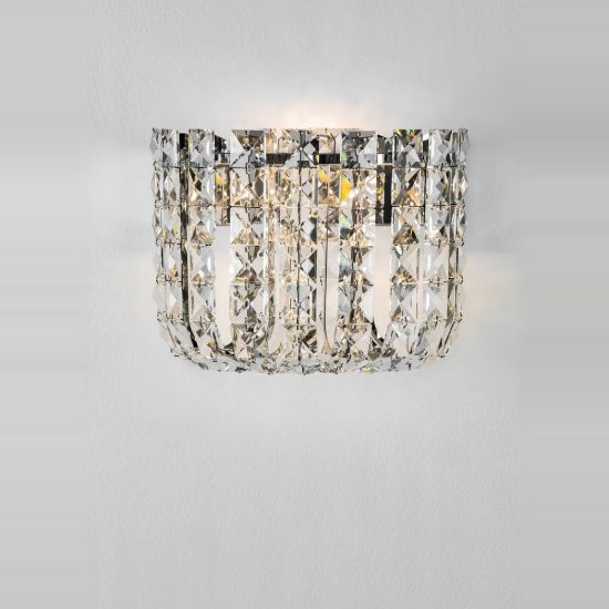 Applique da parete classico cromo cristallo per soggiorno led 12w 3500k 27cm
