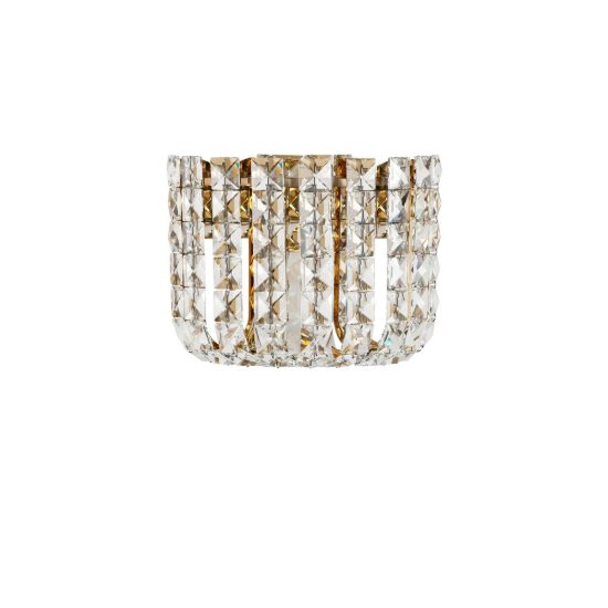 Applique led 12w 3500k 27cm da parete con cristalli per soggiorno oro platino