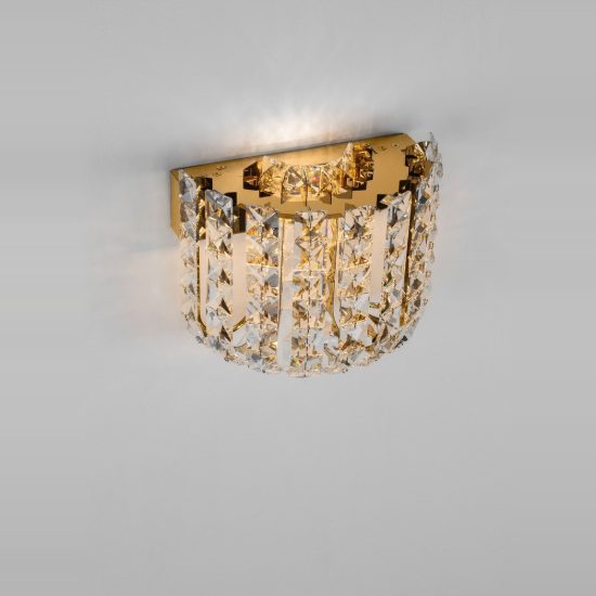 Applique led 12w 3500k 27cm da parete con cristalli per soggiorno oro platino