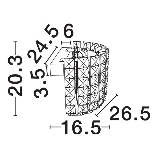 Applique led 12w 3500k 27cm da parete con cristalli per soggiorno oro platino