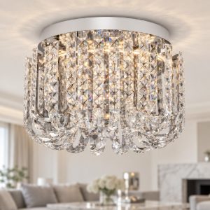 Plafoniera per camera da letto classica cromo led 34w 3500k 50cm dimmerabile