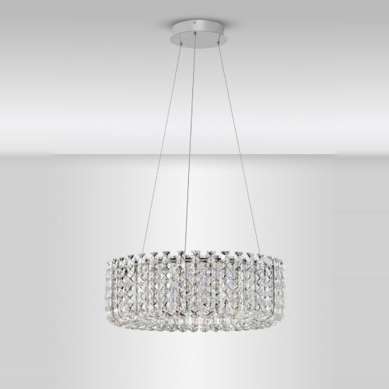 Lampadario classico cromo cristallo per soggiorno led 47w 3500k dimmerabile