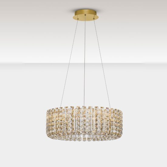Lampadario led 47w 3500k dimmerabile a sospensione classica per soggiorno oro platino
