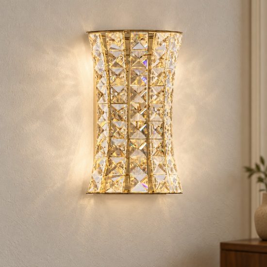 Applique classico led 12w 3500k 18cm da parete per soggiorno oro platino