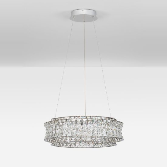Lampadario classico cromo cristallo per soggiorno led 56w 3500k dimmerabile