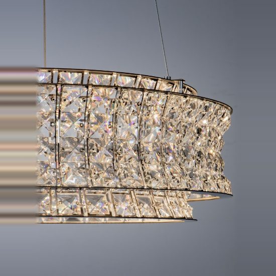 Lampadario classico cromo cristallo per soggiorno led 56w 3500k dimmerabile