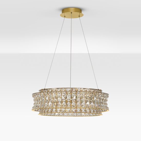 Lampadario led 56w 3500k dimmerabile a sospensione classico per soggiorno oro platino