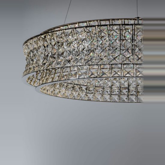Lampadario classico cromo cristallo per soggiorno led 74w 3500k dimmerabile