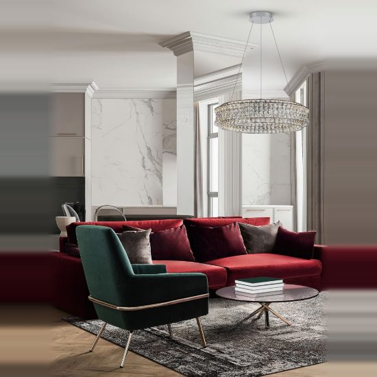Lampadario classico cromo cristallo per soggiorno led 74w 3500k dimmerabile