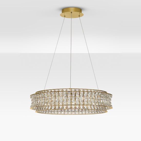 Lampadario led 74w 3500k dimmerabile stile classico per soggiorno oro platino