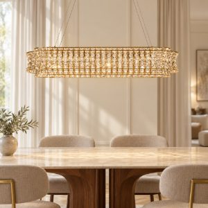 Lampadario led 74w 3500k dimmerabile a sospensione classico per soggiorno oro platino