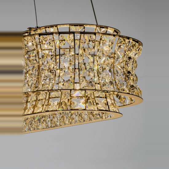 Lampadario led 74w 3500k dimmerabile a sospensione classico per soggiorno oro platino