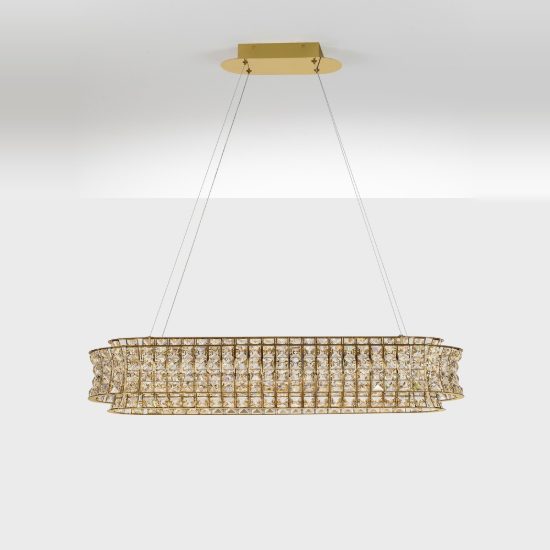Lampadario led 74w 3500k dimmerabile a sospensione classico per soggiorno oro platino