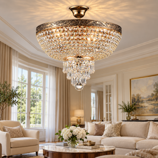 Maytoni palace lampadario classico da soffitto oro cristallo per soggiorno 5 luci