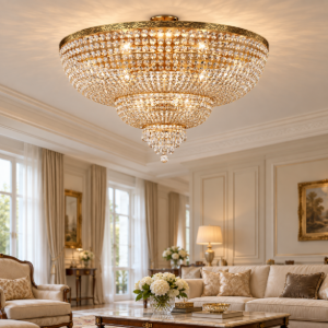 Maytoni palace plafoniera classico da soffitto oro cristallo per soggiorno 18 luci