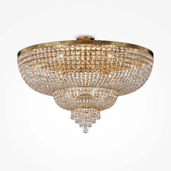 Maytoni palace plafoniera classico da soffitto oro cristallo per soggiorno 18 luci