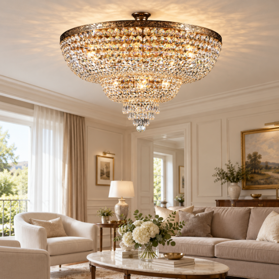 Maytoni palace lampadario classico da soffitto oro cristallo per soggiorno 14 luci