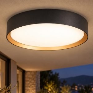 Fabas luce orbit plafoniera per esterno nera oro led 24w cct 2700k 3000k 4000k