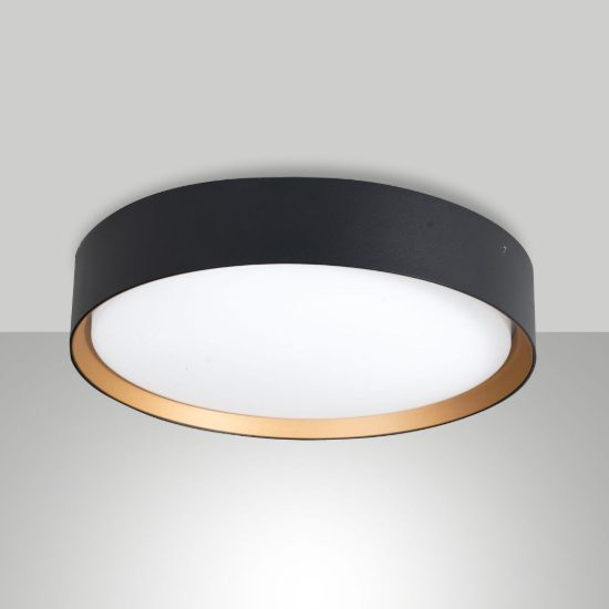 Fabas luce orbit plafoniera per esterno nera oro led 24w cct 2700k 4000k