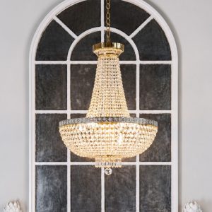 Maytoni bella lampadario classico a sospensione oro cristallo per soggiorno 8 luci