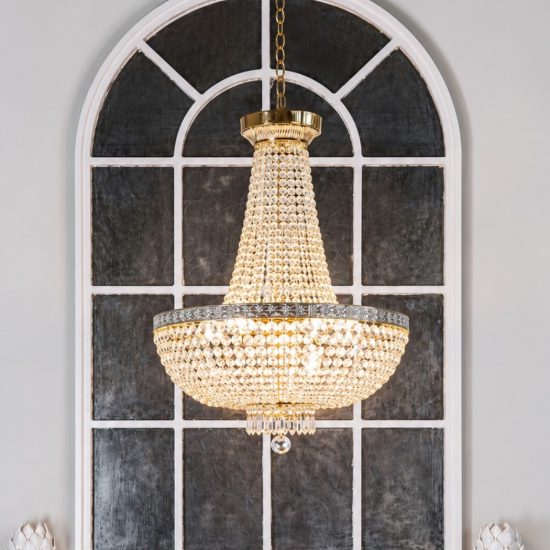 Maytoni bella lampadario classico a sospensione oro cristallo per soggiorno 8 luci