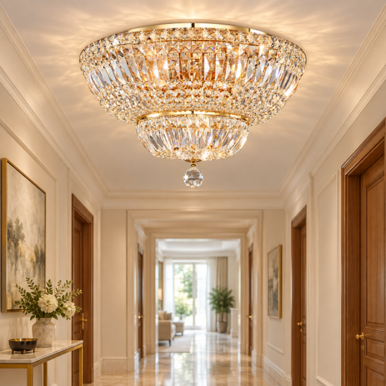 Basfor maytoni plafoniera classica cupola oro cristallo 46cm