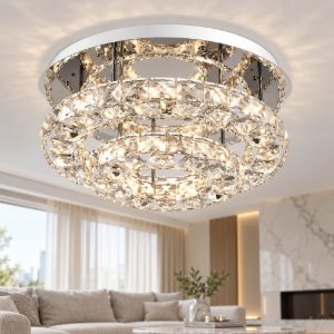 Plafoniera per camera da letto cromo e bianco led 28w 3000k 40cm