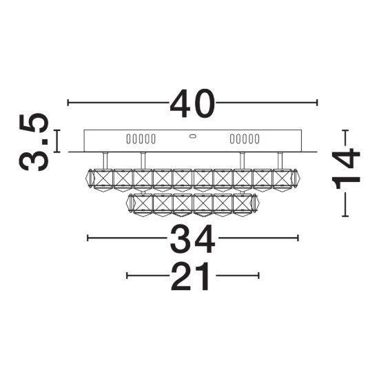 Plafoniera per camera da letto cromo e bianco led 28w 3000k 40cm