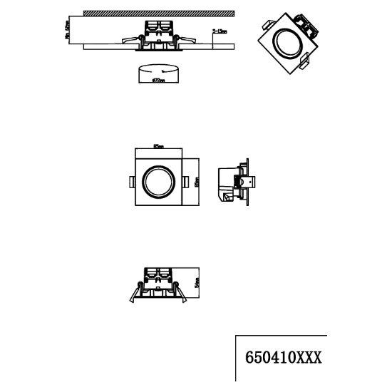 Faretto da incasso per controsoffitto led 5,5w 3000k orientabile nichel opaco