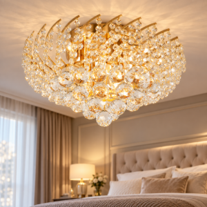 Plafoniera classica cupola oro cristallo per camera da letto maytoni karolina