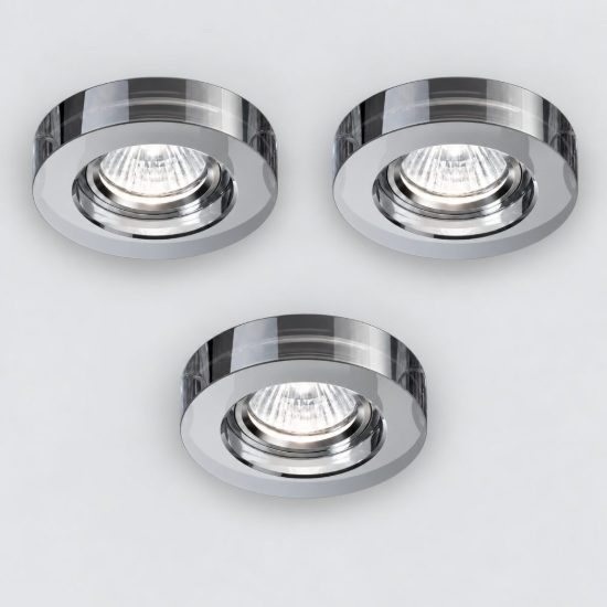 Ideal lux blues fi round faretto da incasso rotondo vetro fumé box tre faretti