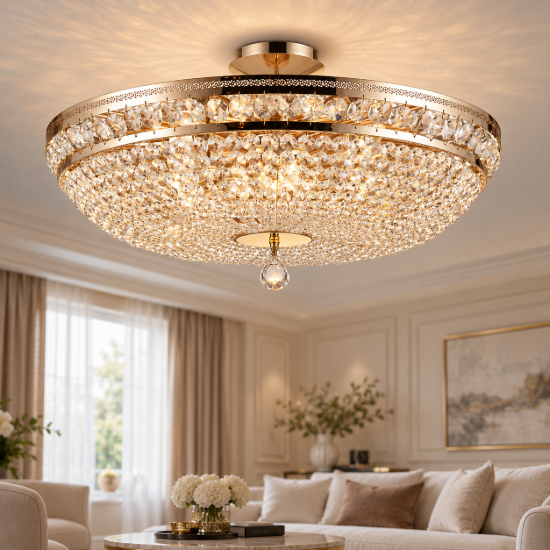 Ottilia maytoni grande lampadario classico per salotto cristalli oro 12 luci