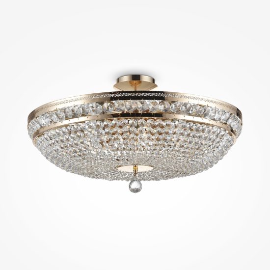 Ottilia maytoni grande lampadario classico per salotto cristalli oro 12 luci