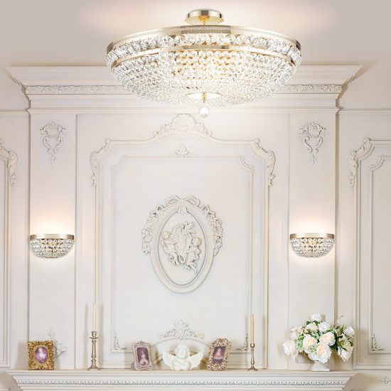 Ottilia maytoni grande lampadario classico per salotto cristalli oro 12 luci