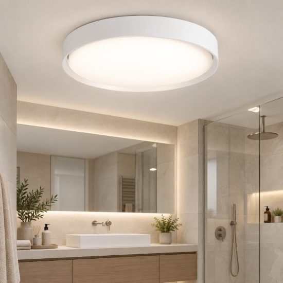 Fabas orbit plafoniera da bagno led 30w cct 2700k 3000k 4000k rotonda bianca