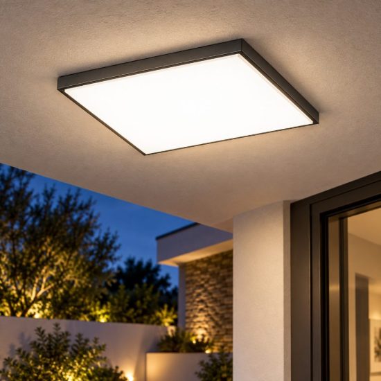 Fabas desdy plafoniera da esterno quadrata nera led 23w 3000k ip54