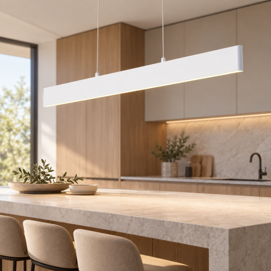 Lampadario moderno led 3000k per tavolo da pranzo bianco step maytoni