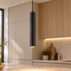 Maytoni focus lampada a sospensione per cucina moderna cilindrica nero