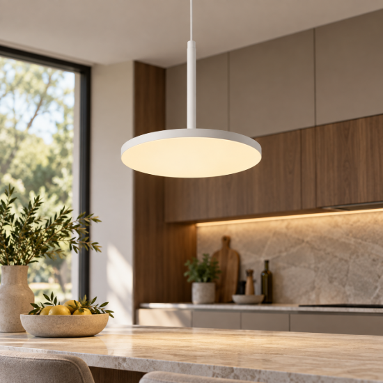 Lampada a sospensione led 3000k per cucina moderna bianco maytoni plato