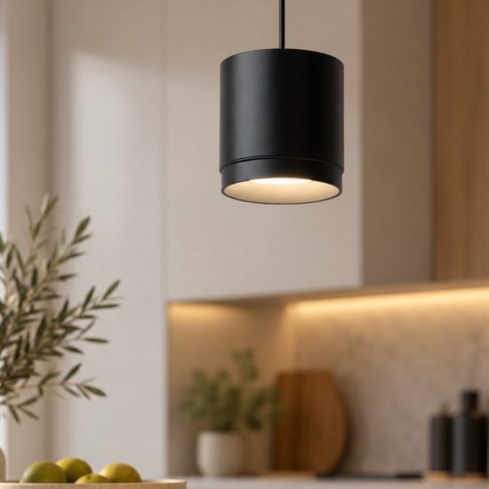 Maytoni polar lampada a sospensione per isola cucina moderna cilindrica nero